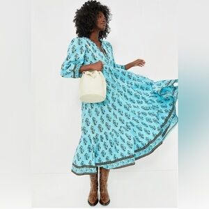 Tuckernuck Tropical Turquoise Bouquet Long Sleeve Salty Paloma Caftan